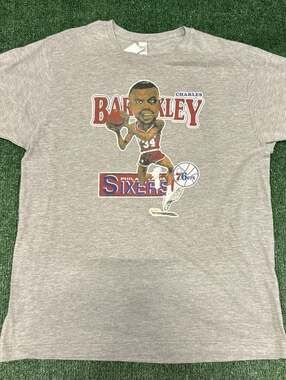 Charles Barkley Philadelphia 76ers Caricature Graphic T-Shirt Gray XL